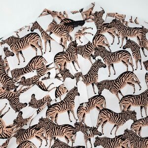 Jane Delancey Brown Black Zebra AOP Button Up Top Womens Medium Eclectic Animal